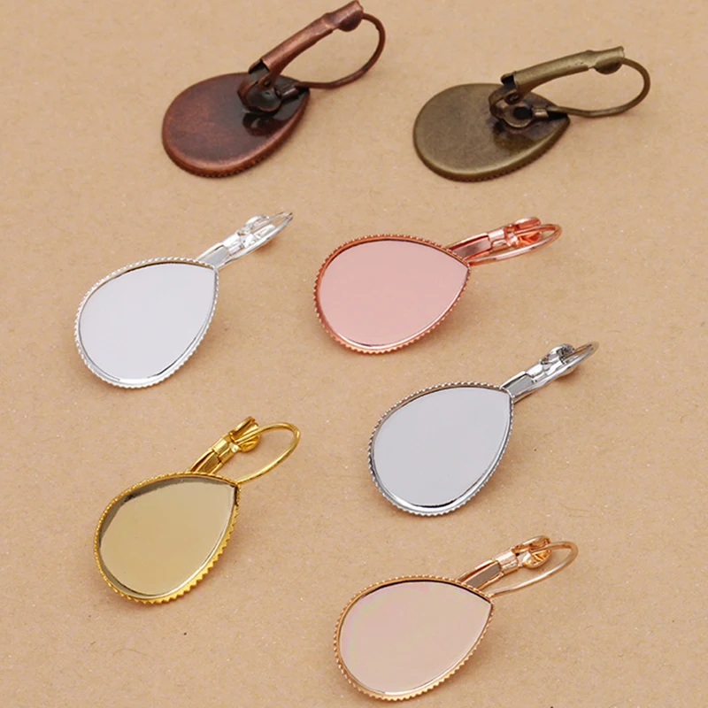 

50pcs Plated Drop Style French Lever Back Earrings Blank Base,Fit 10x14mm 13x18mm 18x25mm Drop Cabochons Earrings Jewelry Making
