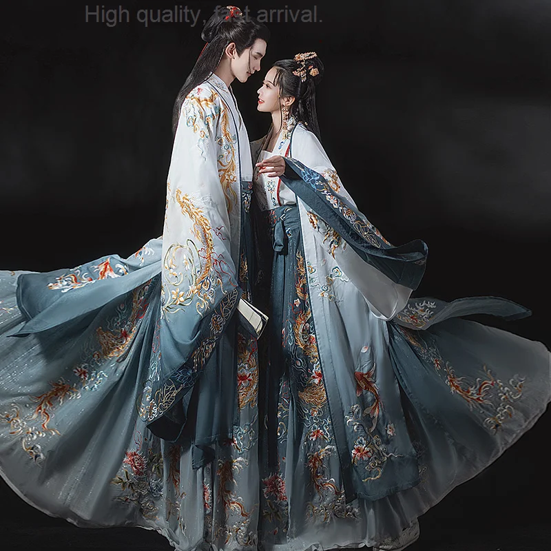 

Painting Original Preface Yuelong Men's and Women's Hanfu Wedding Clothes Machine Embroidery One Piece Waist-High Ruqun
