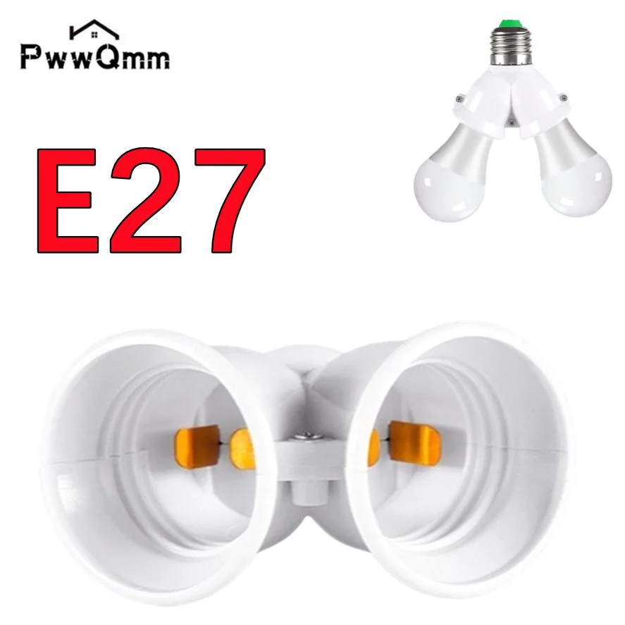 

AvvRxx Screw E27 LED Base Light Lamp Bulb Socket E27 to 2-E27 Splitter Adapter lamp holder E27 socket bulb holder