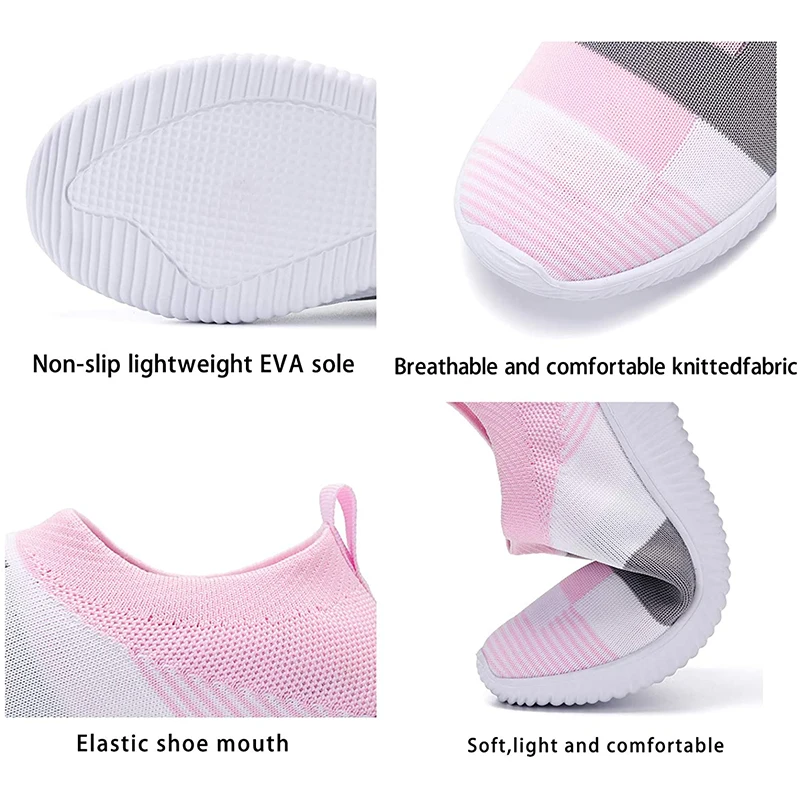 Women's plain knit shoes with mixed colors, plus size casual shoes for women, summer and autumn