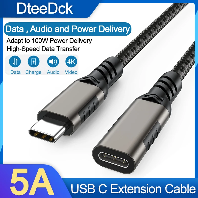 

USB C Extension Cable USB 3.2 Gen2 10Gbps Type C 100W/5A Fast Charging Cable Male to Female For MacBook Pro iPad Mobile Phone