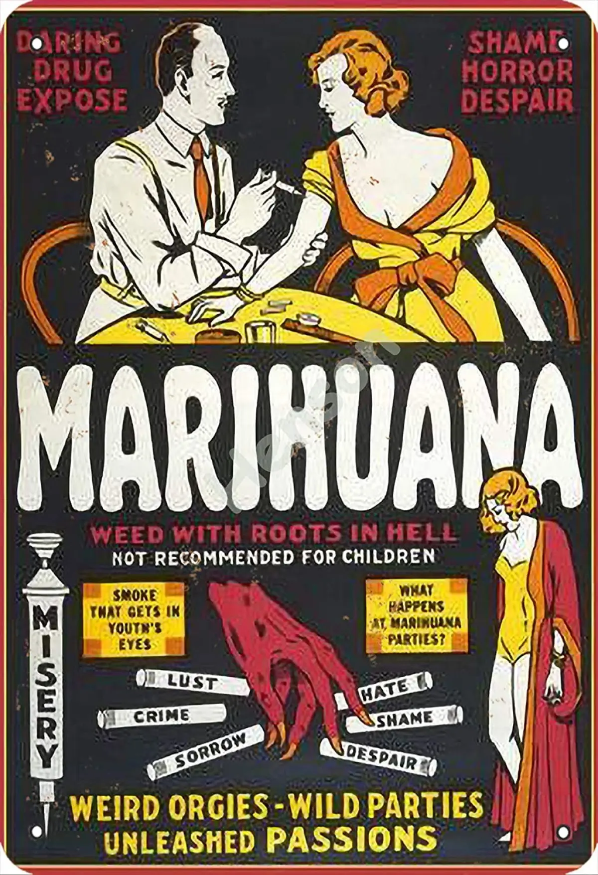 

Marihuana Vintage Tin Sign Art Iron Painting Rusty Poster Decoration Aluminum plaque