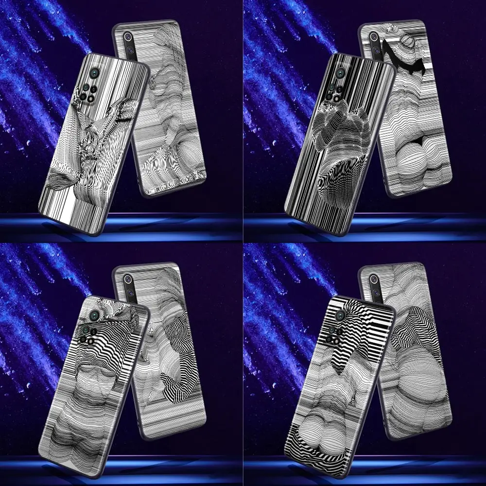 

Phone Case for Xiaomi Mi 9 9T SE Case 10T 10S MiA2 Lite CC9 Note 10 Pro 5G Silicone Cover Sexy Girl Line Art