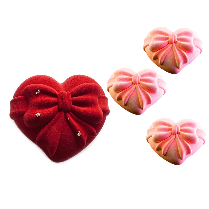 

Силиконовая форма в форме сердца с бантом, креативный дизайн, формы для выпечки торта, мусса, поднос, Кондитерская форма для выпечки, формы д...