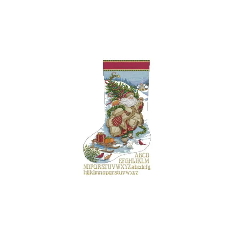 

MM Top Quality Beautiful Lovely Counted Cross Stitch Kit Christmas Stocking Nicholas Santa Father Gift dim 08752