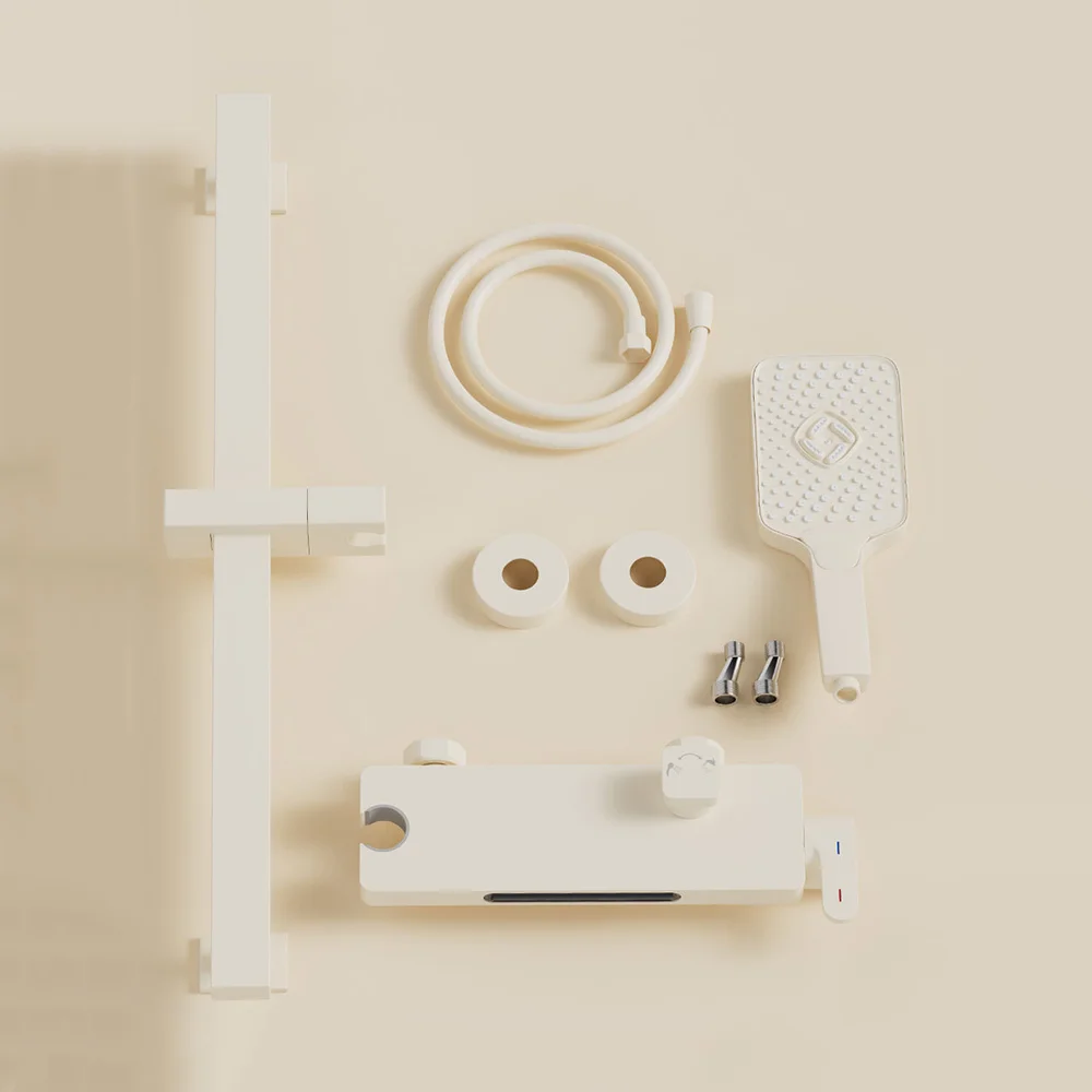 Новый простой дизайн трехступенчатый водопад белая душевая система для ванной