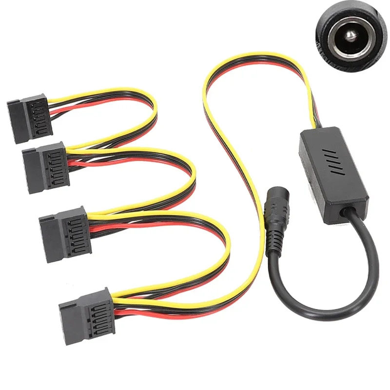 Фото Адаптер постоянного тока 5525 к кабелю жесткого диска Sata Molex, штекер к 2 3 4 IDE 1x2x3x4xSATA, провод 12 В к большим 4-контактным разъемом №5