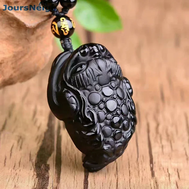 

Wholesale Scrub Black Natural Obsidian Stone Pendants Toad Pendant Necklace Lucky Women Men Bless Safe Fashion Jewelry