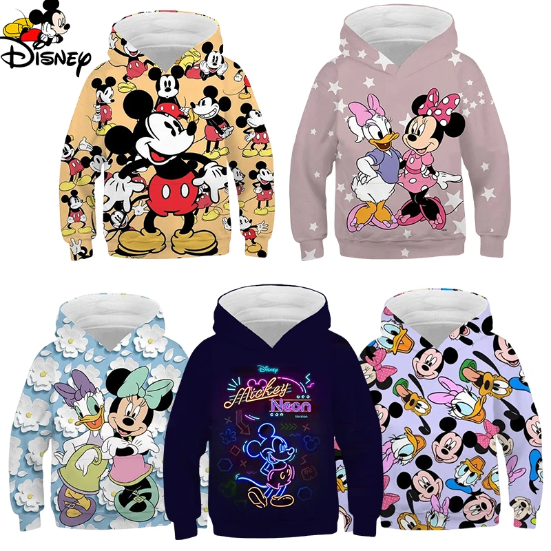 

2022 Boys Girls Mickey Mouse Hoodies Children' Spring Autumn 3D Hooded Long Sleeves Sweatshirts Kids Cartoon Minnie Top Costumes