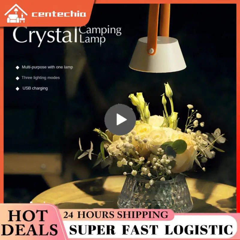 

Approximately 3 Hours Portable Camping Lamp Progressive Dimming Sleep Light Hook Design Infinite Dimming Crystal Portable Lamp