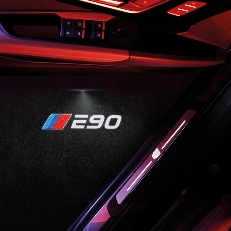 Фото 2 шт. светодиодные двери автомобиля для E61 E60 E91 E92 E90 E87 GT трехцветная спортивная эмблема свет приветственная лампа беспроводной проектор аксессуары №3