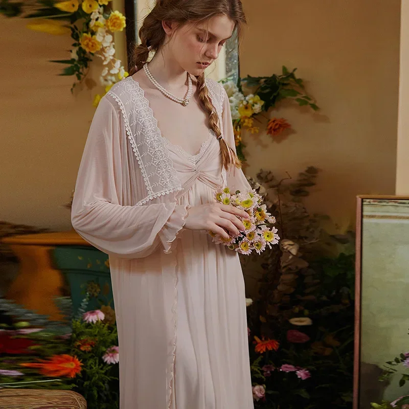 Осенне-зимняя одежда для сна пеньюар ночная рубашка женская сексуальная и халат