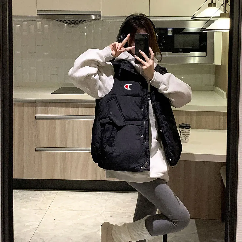 Распродажа милый пуховик с капюшоном жилет женский осенне-зимний свободный