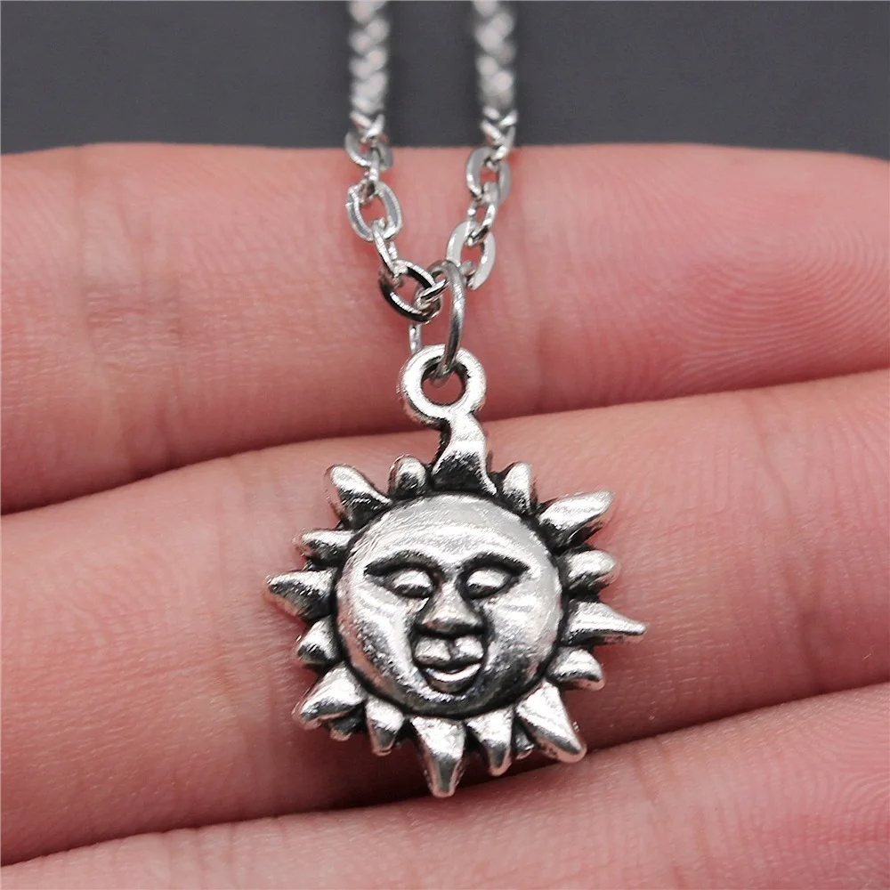 

Dropshipping 2 Colors 23x19mm Sun Pendant Necklace Jewelry For Women