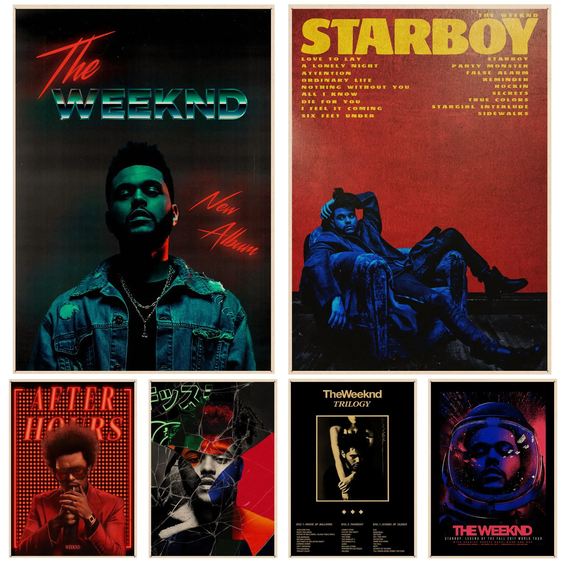 Ретро-постер рэп-рэпера в стиле хип-хоп The Weeknd крафт-бумага винтажный декор для