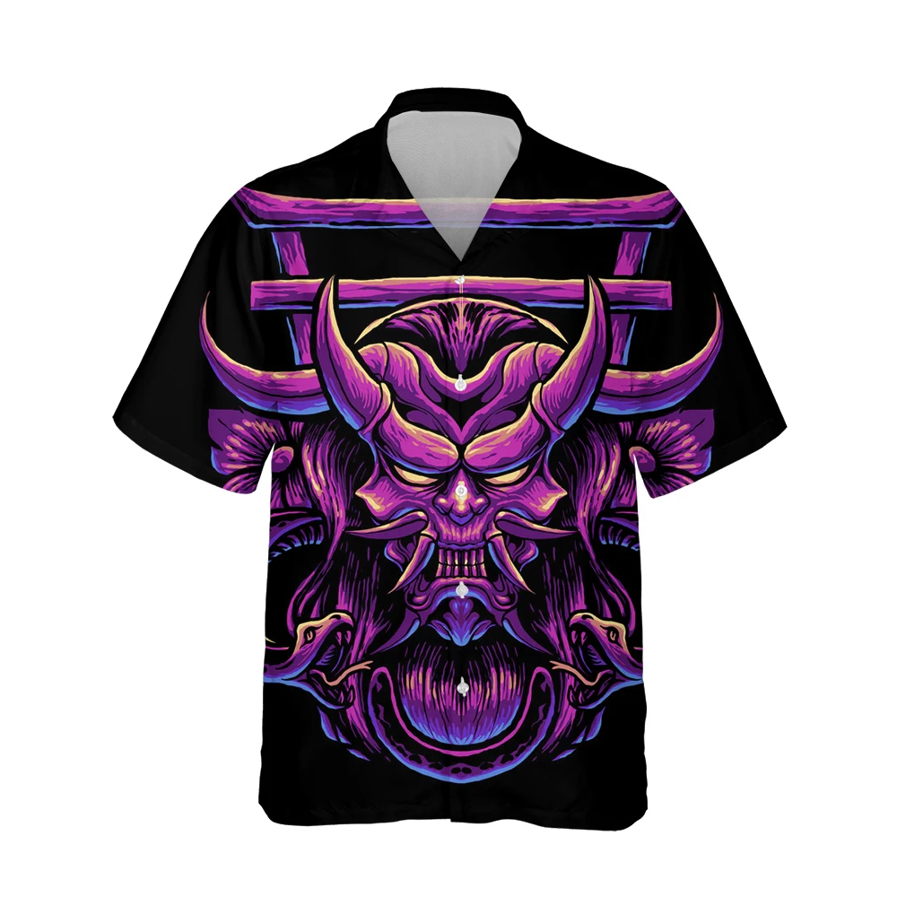 

Jumeast, 3d гавайская рубашка с принтом в стиле Харадзюку, мужские рубашки с коротким рукавом и изображением злого демона, повседневные свободны...