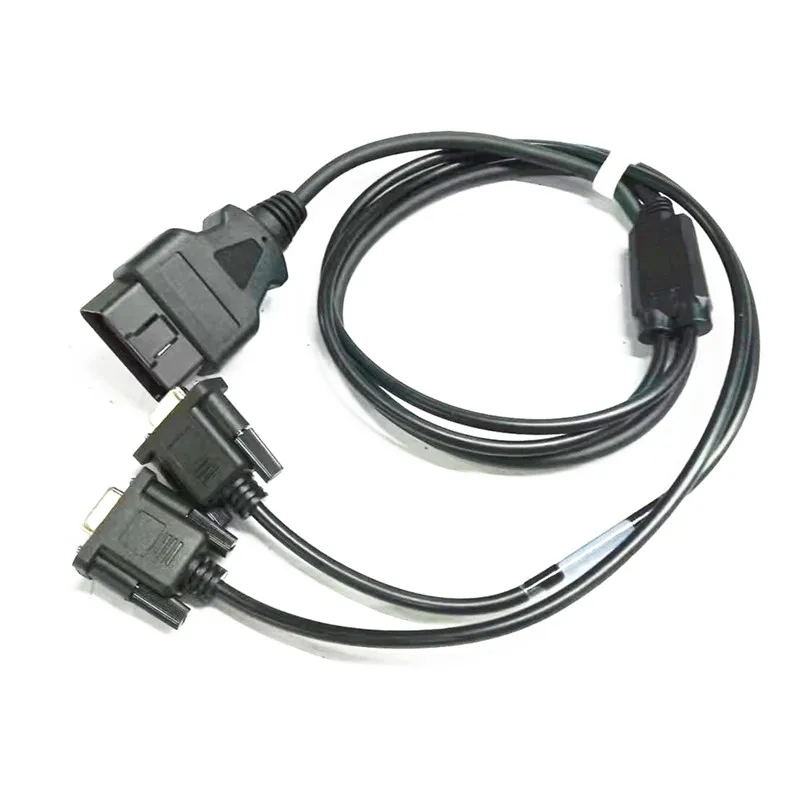 Car OBD male to 2 DB9 female interfaces Serial RS232 diagnostic tool gateway connection cable