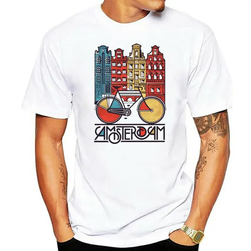 T SHIRT AMSTERDAM BICYCLE COFFEE SHOP CANAL KANAL FIXED GEAR GRACHTCool Casual pride t shirt men Unisex Fashion tshirt
