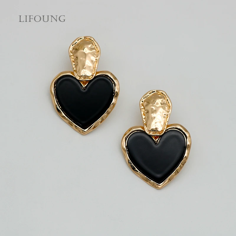 

Statement Heavy Black Gold Metal Earrings For Women New Arrival Dangle Drop Zinc Alloy Fashion Resin Jewelry Accessories 2022157
