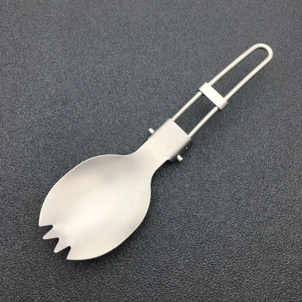 Складная ложка из чистого титана с зубцами титановая вилка товары для кемпинга и