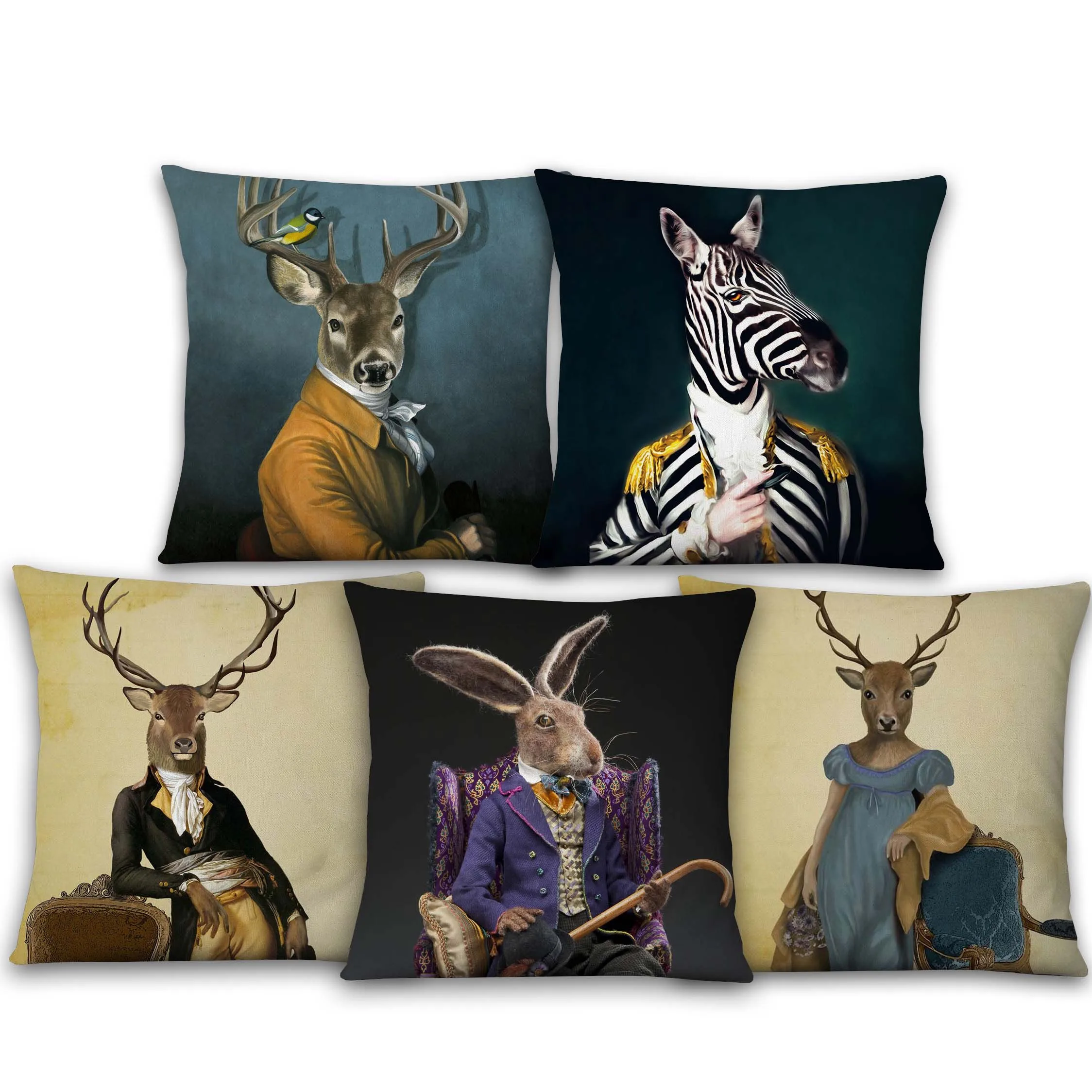 

Nordic Art Posters Style Decorative Cushion Cover Zebra Giraffe Elephant Horse Fashion Animal Sofa Throw Pillow Case 45X45cm