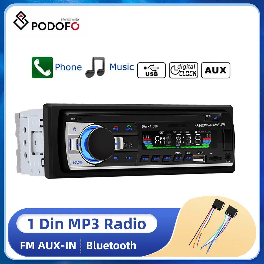 

Podofo 1 Din Bluetooth Авторадио SD Радио Автомобильный MP3-плеер 12 В AUX-IN Автомобильная стерео FM USB Аудио Стерео Внутренняя радио Coche