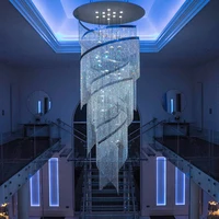 modern long spiral k9 crystal chandeliers lights fixture european big artistic chandelier home stair way hall lobby droplights