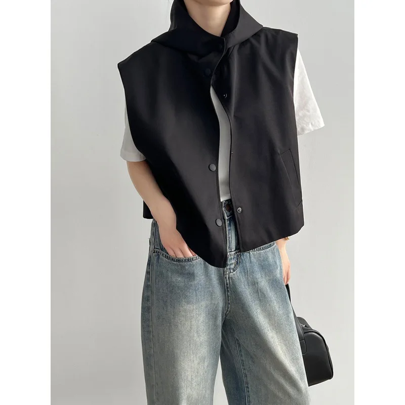 Женский Повседневный жилет VOLALO безрукавка с капюшоном корейский стиль куртка