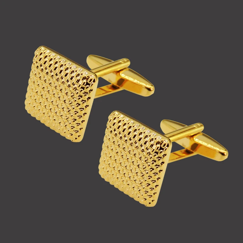 Summer new copper material simple style gold black silver square pattern Cufflinks men's French shirt Cufflinks wholesale