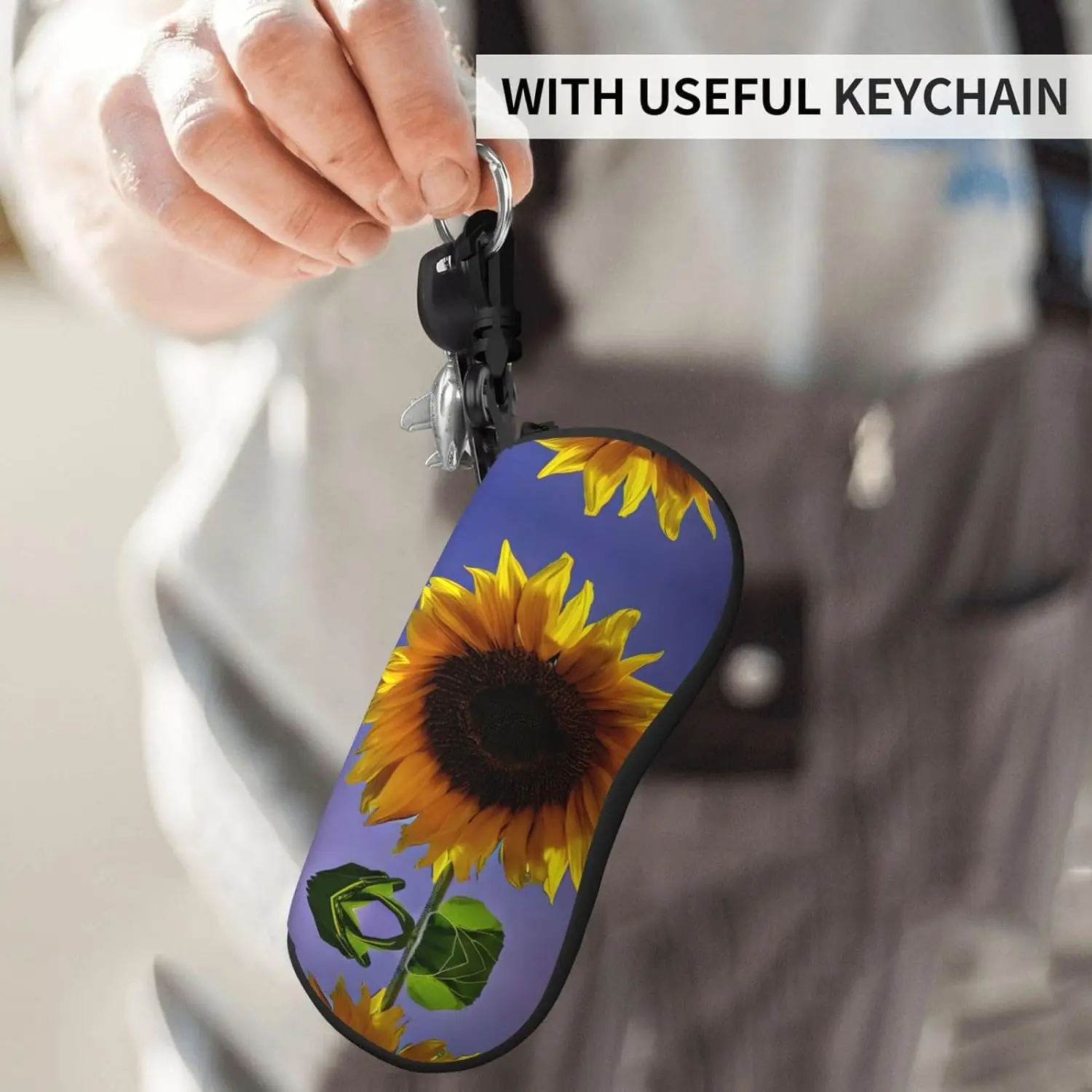 Мягкий Портативный Неопреновый Чехол для очков на молнии с зажимом ремня