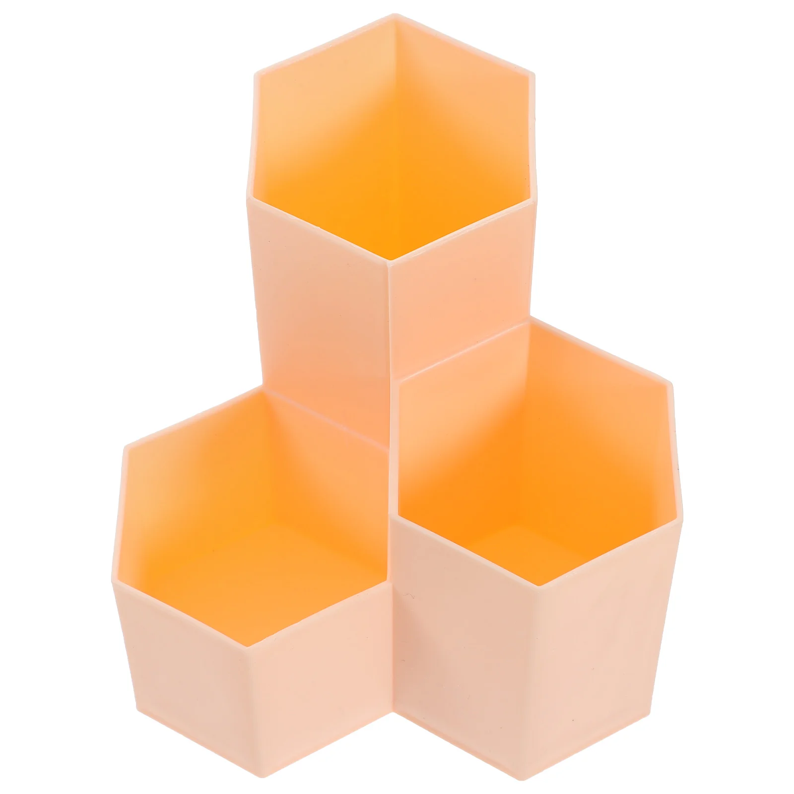 

Hexagonal Pen Holder Cosmetics Case Desktop Organizer Stationery Plastic Containers Table