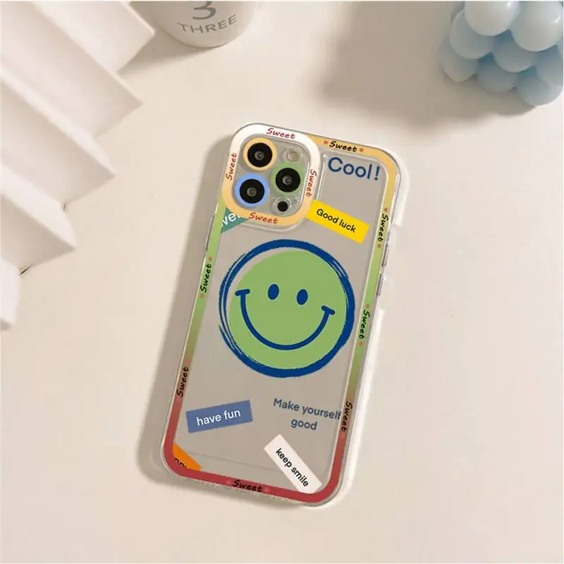 Fashion Cartoon Smile Face Phone Case for iPhone 11 12 13 Mini Pro Max 14 Pro Max Case shell