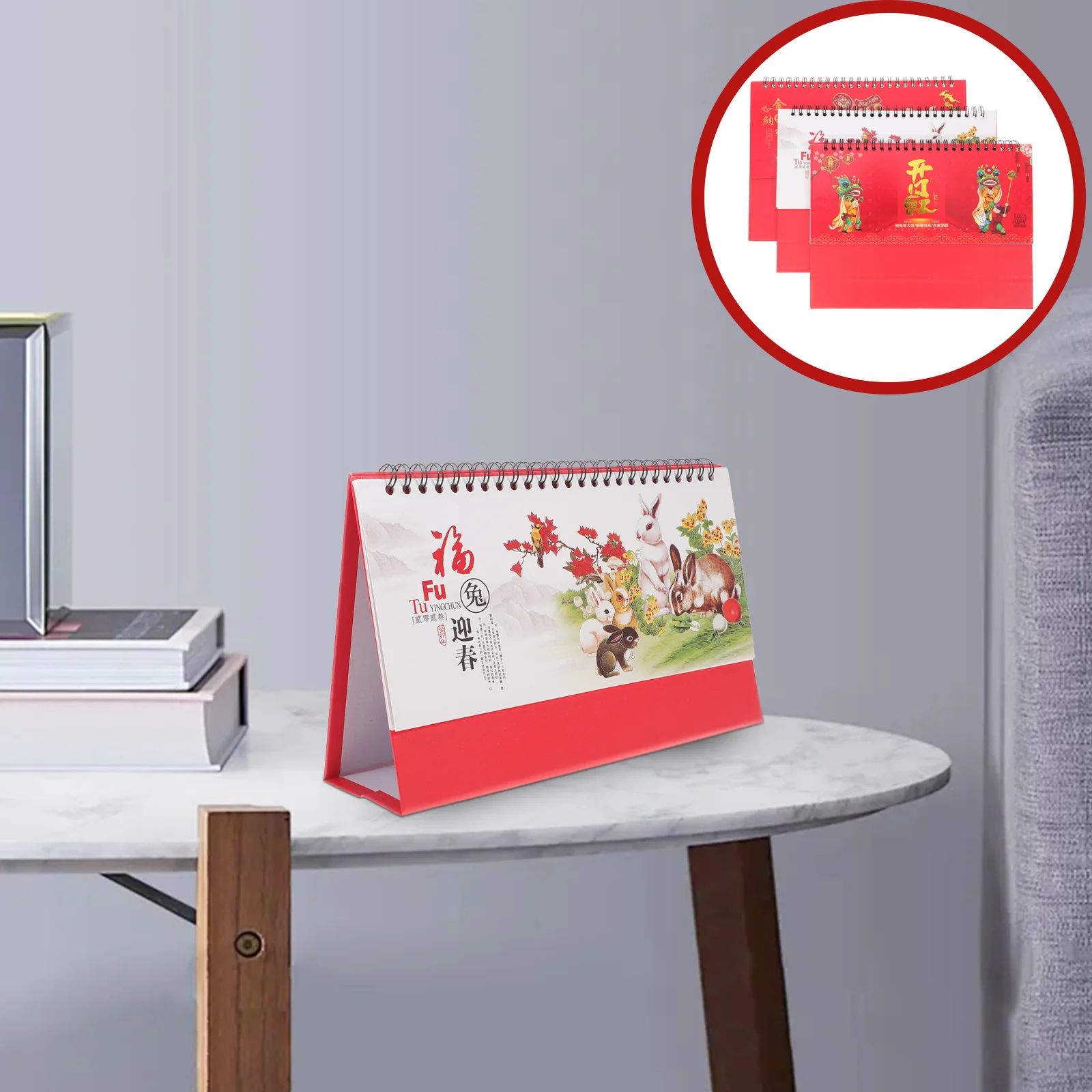 

Calendar Desk Desktop Year 2023Chinese Monthly Academic Standingstand Table Mini Chinese Rabbit Thewall