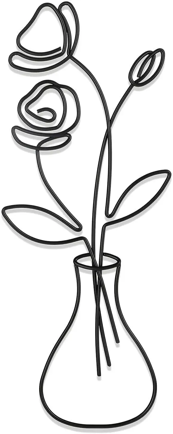 

Metal Flower Wire Wall Decor Minimalism Metal Flower Wall Art Black Metal Art