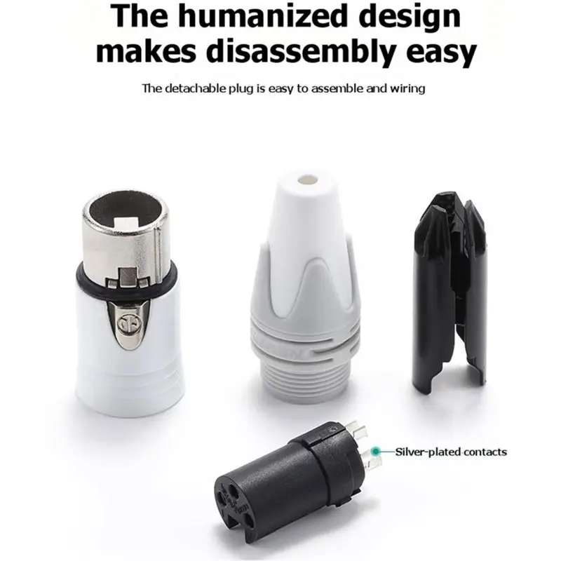 Фото Новинки: DIY-разъем для микрофонного кабеля, белый XLR-штекер, 3-контактный, посеребренный, гнездовой, Neutrik NC3FXX-WT, для аудио. №2