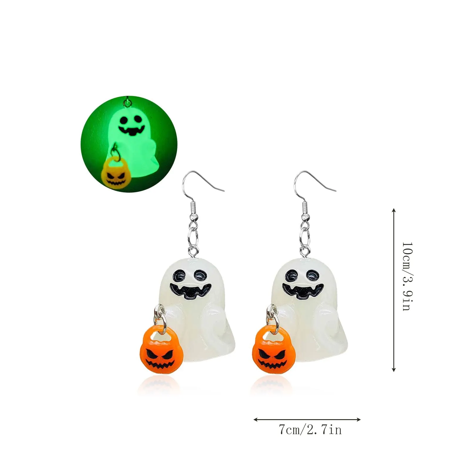 Женские 3d светящиеся серьги на Хэллоуин милые темные серьги-подвески украшения