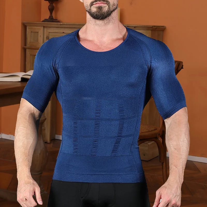 

Men Body Toning T-Shirt Body Shaper Corrective Posture Shirt Slimming Belt Belly Abdomen Fat Burning Compression Corset M-3XL