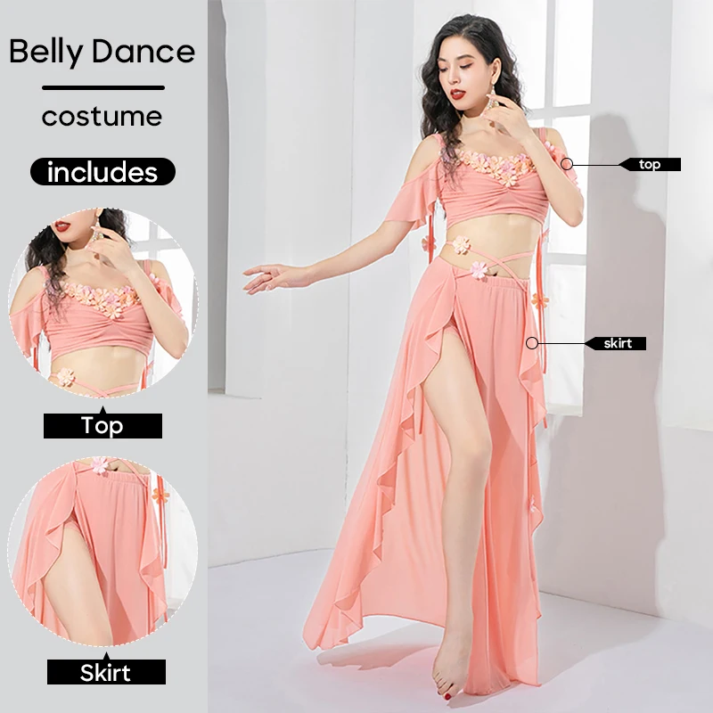 Женский костюм для танца живота комплект из 2 предметов сетчатый с топом и