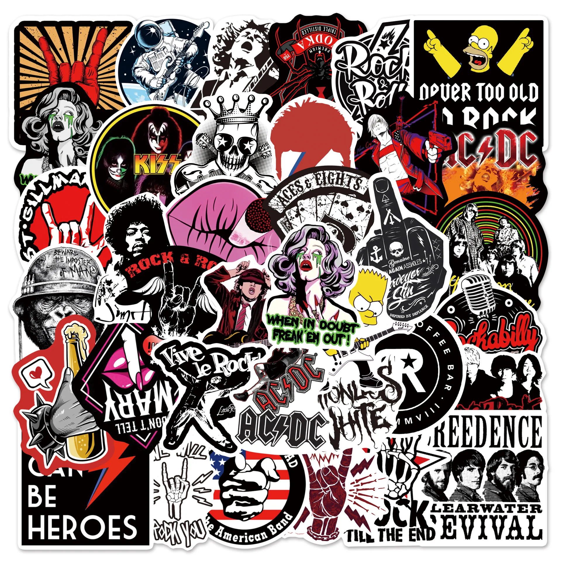 

10/30/50PCS Cool Fashion Cartoon Rock Band Graffiti Sticker Suitcase Cup PVC Skateboard Laptop Refrigerator Phone Car DIY Decal