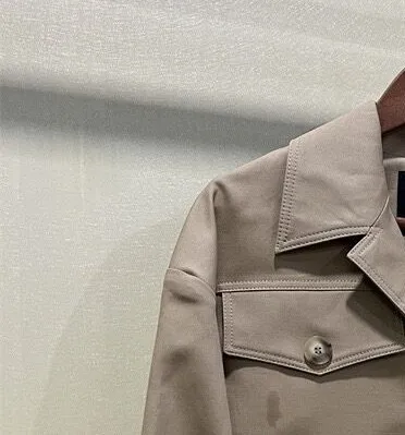 Женское короткое однобортное пальто с отложным воротником повседневная