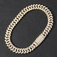 17mm white gold baguette zircon necklaces iced out cuban link chain aaa goldsilver color cz necklaces hip hop jewelry