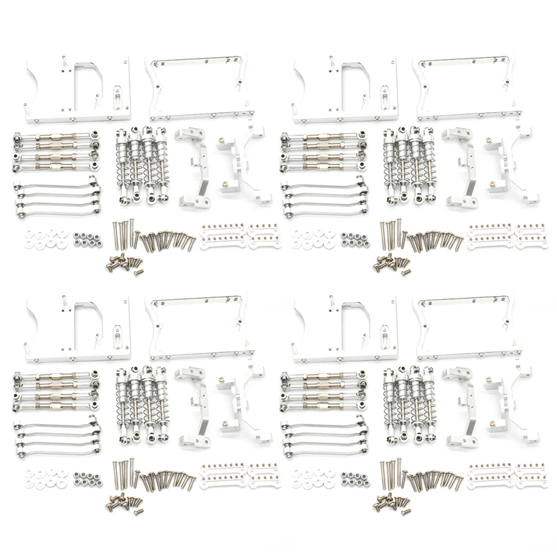 

4 Set Metal Chassis Pull Rods Servo Fixed Mount Bracket Shock Absorber For MN D90 D91 MN99S 1/12 Silver