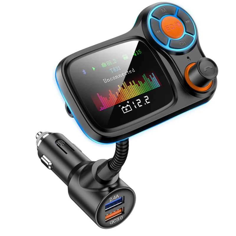 

New product T831 car mp3 Bluetooth player QC3.0 fast charge Bluetooth 5.0 FM transmitter hands-free call