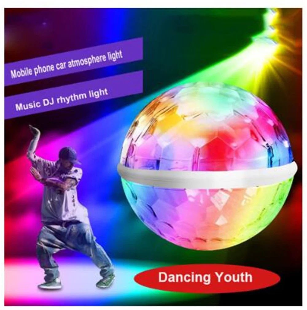 

Mini Disco Crystal Magic Ball LED Lamp Effect Stage Light RGB Automatic Rotating Car Projection Lights Home Atmosphere Lamps