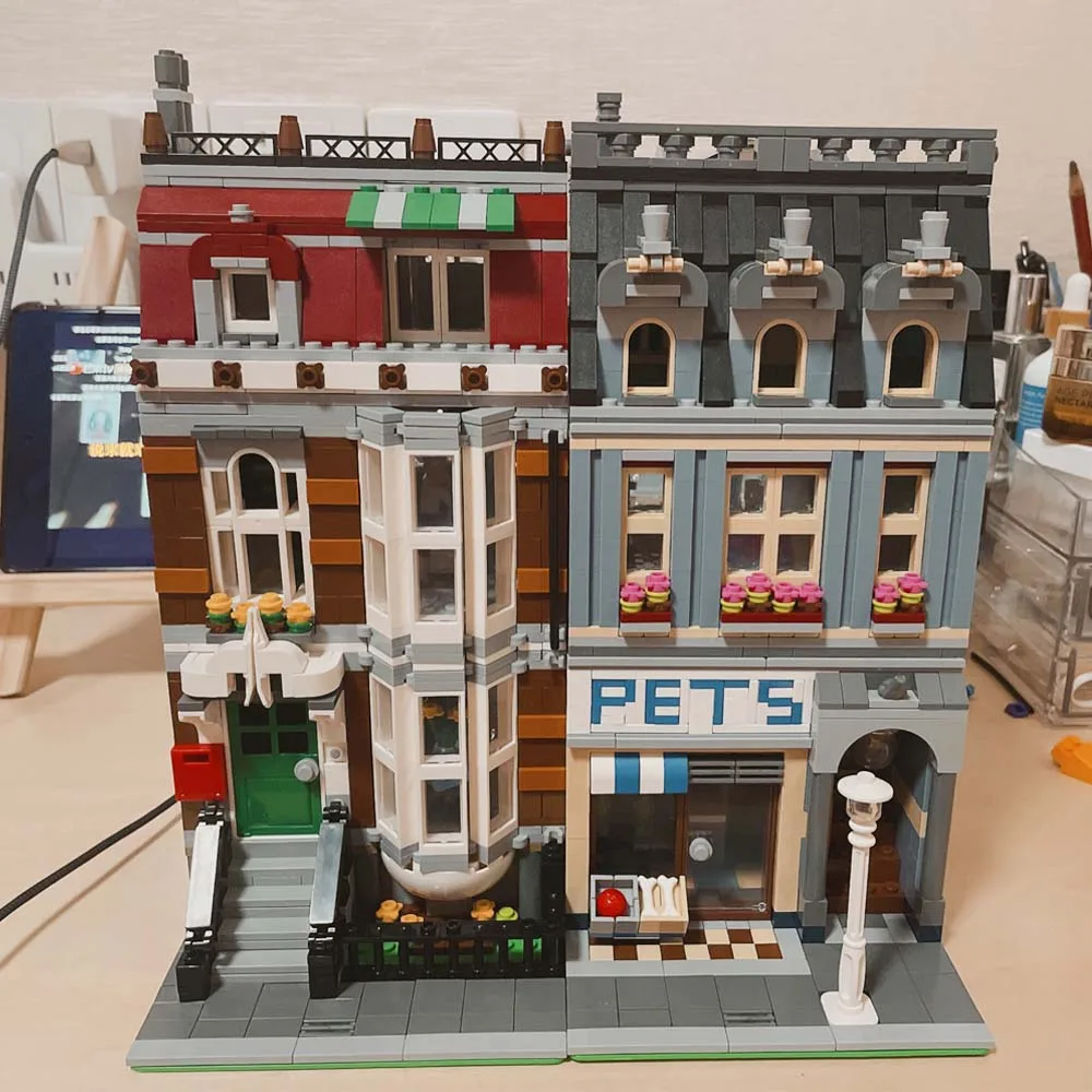Creatoring Expert Pet Book Shop Town Hall Downtown Diner Model Moc Modular Building Blocks Brick Bank Cafe Corner Toys Parisian images - 6