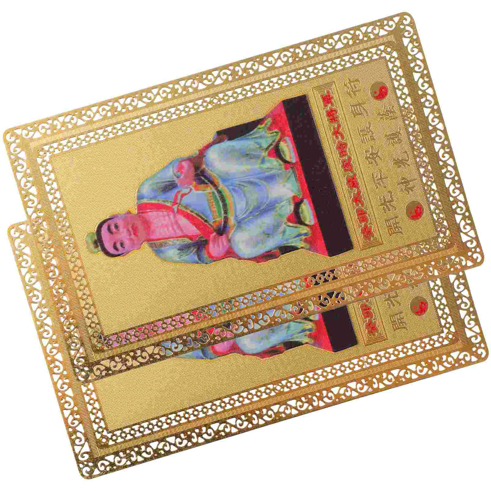 

2 Pcs Wealth Cards Purse Holders Your Car Chinese Cards Fengshui Cards Auspicious Bodhisattva Cards Car Decoration