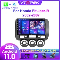 vtopek android 11 0 car stereo radio multimedia video player for honda fit jazz r 2002 2007 gps carplay right rudder navigation