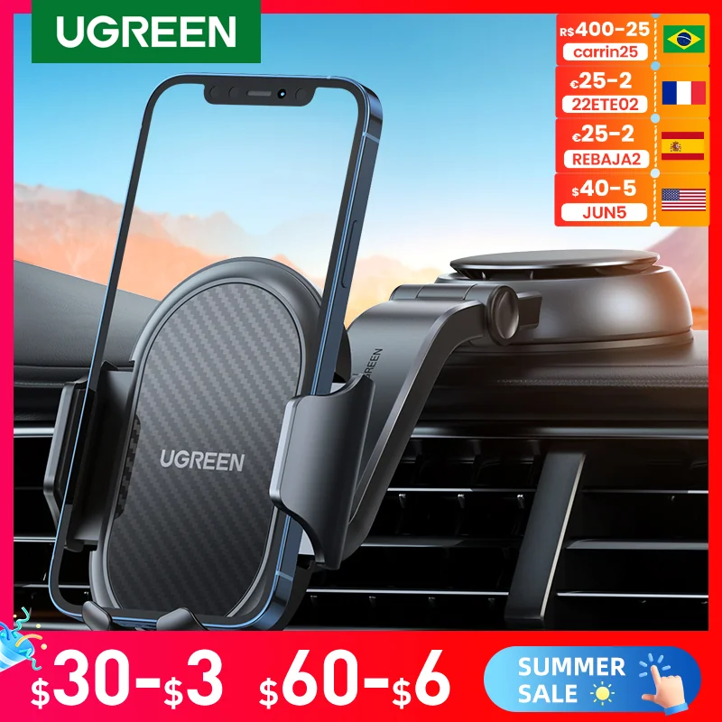 

UGREEN Car Phone Holder Stand Gravity Water-shaped Phone Holder Universal For iPhone 13 12 11 Samsung Xiaomi Dashboard Car Phone