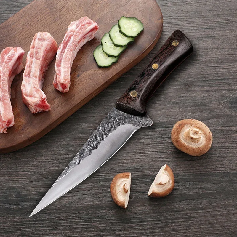Кухонные ножи Ручной кованый нож для обвалки мясника Универсальный с деревянной