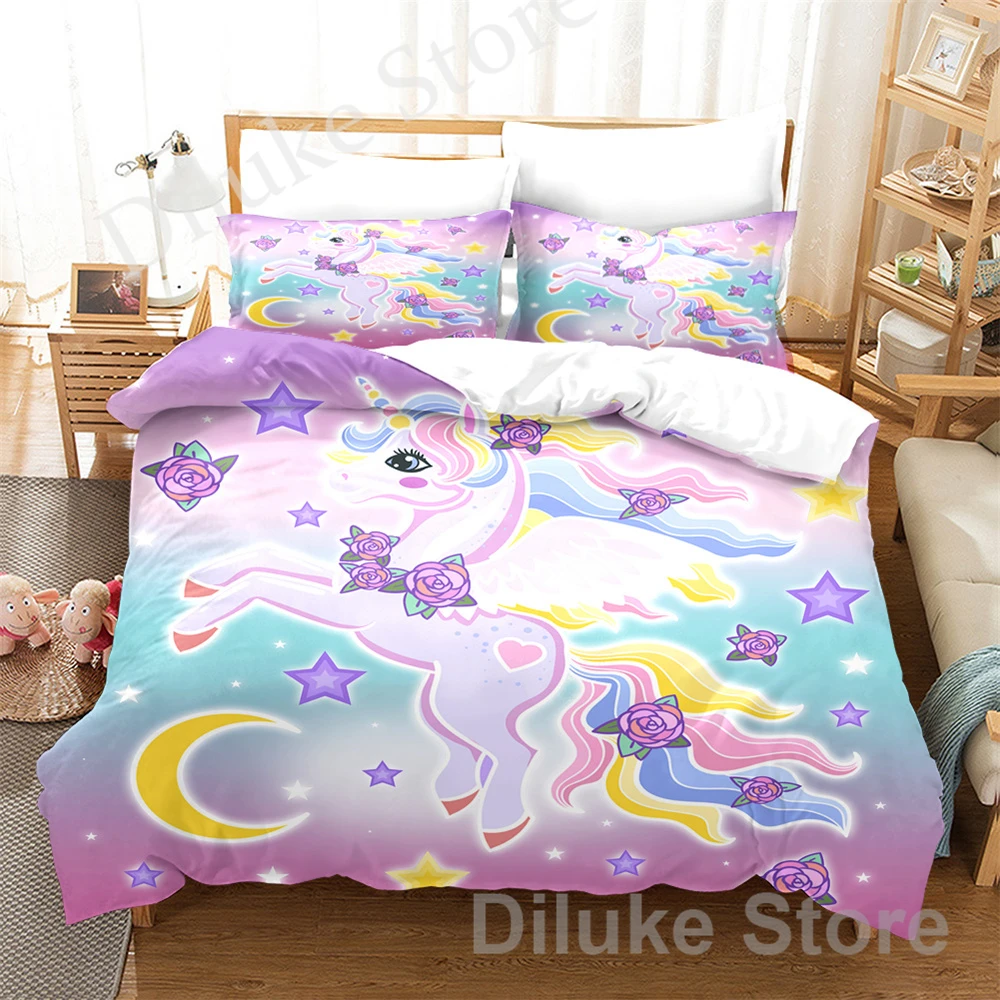 

Children Bedding Sets Gifts Horse Colorful Horse Printing Duvet Cover Sets For Kids Girls Boys 2/3pcs
